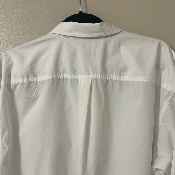 J. Crew Womens Long Sleeve White Cotton Poplin Button Down Cropped Shirt Sz 16 - Picture 5 of 9